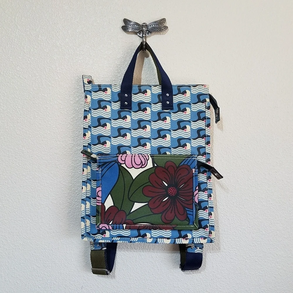 Orla Kiely Vintage Blue Poolside Heligan Marine Liston Backpack Tote Bag